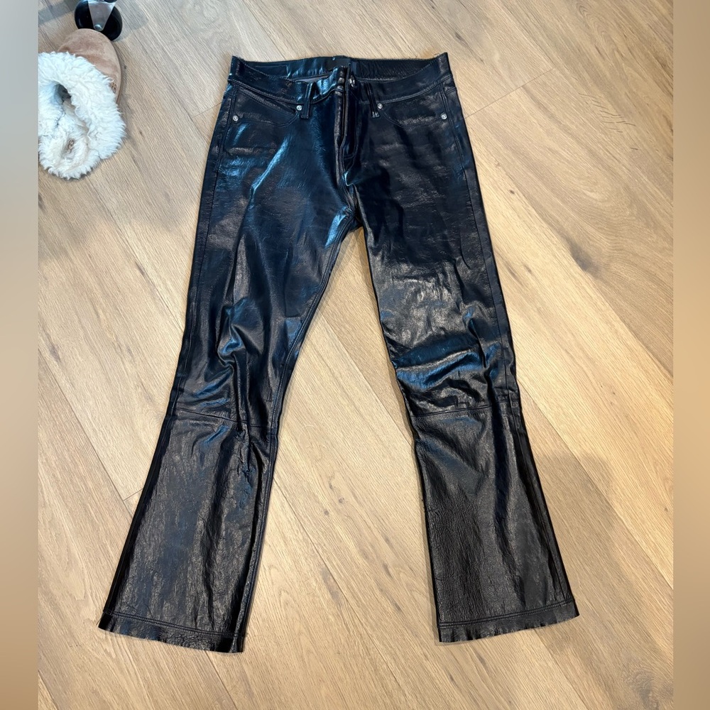 RtA Black Lambskin Stretch Leather Pants